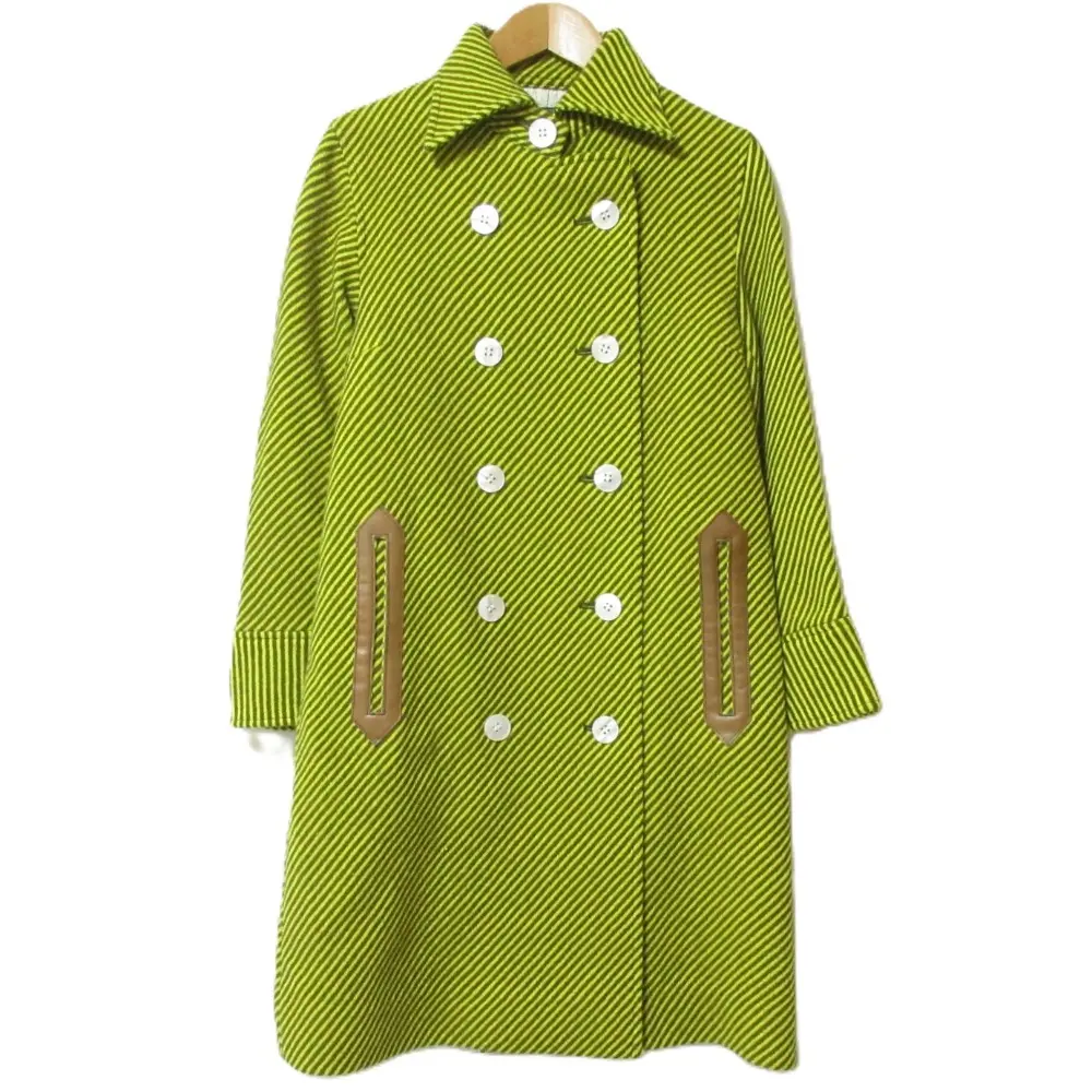 mina perhonen ミナペルホネン sweets バイアス アンゴラカシミヤ混 ダブルブレスト コート イエロー×カーキ