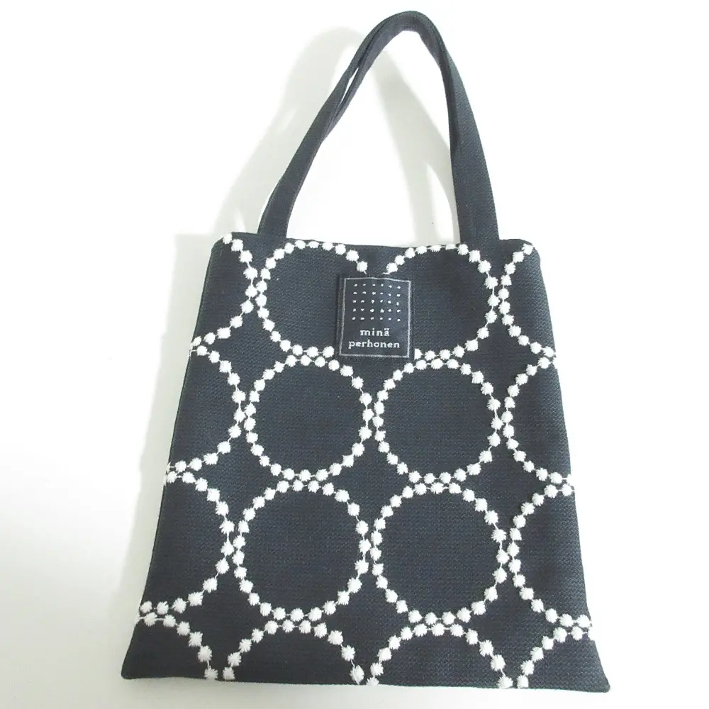 mina perhonen ミナペルホネン tambourine タンバリン ミニバッグ ハンドバッグ ys9709 ブラック×ホワイト
