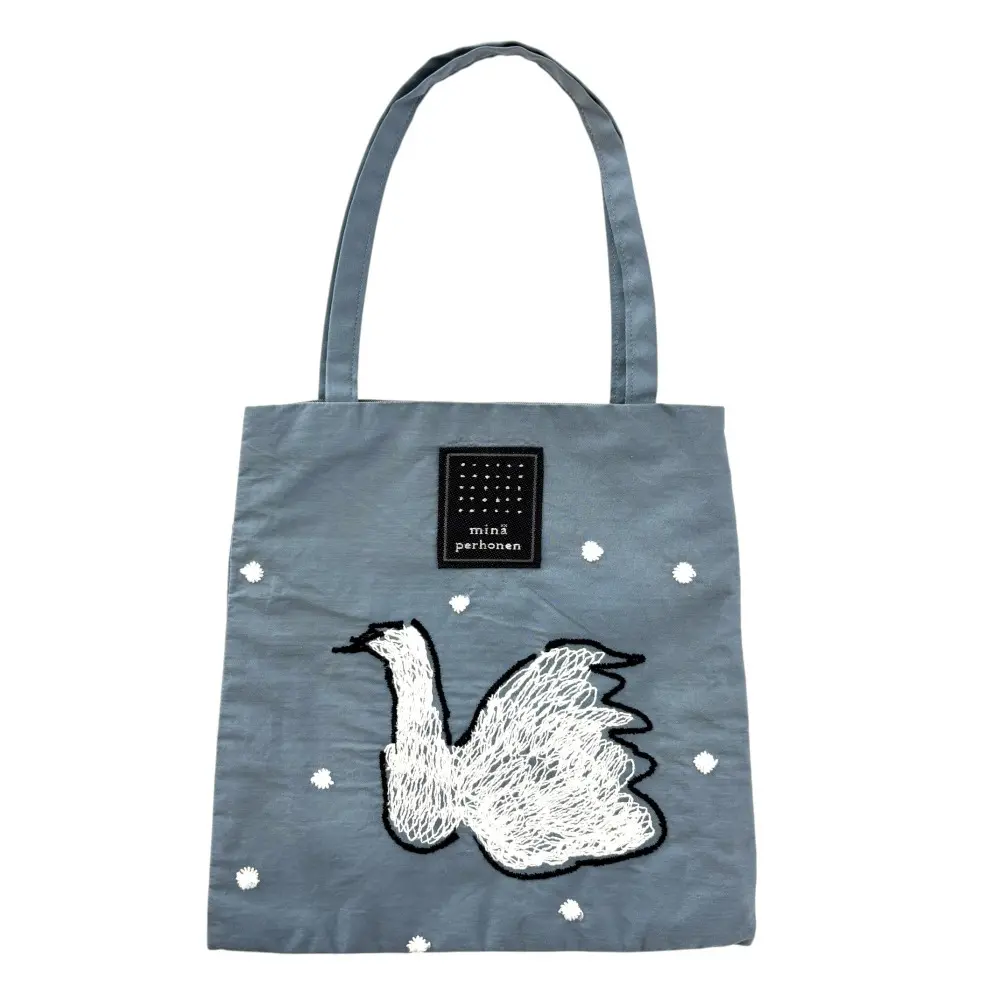 mina perhonen ミナペルホネン swan 白鳥刺繍 ミニバッグ ブルー