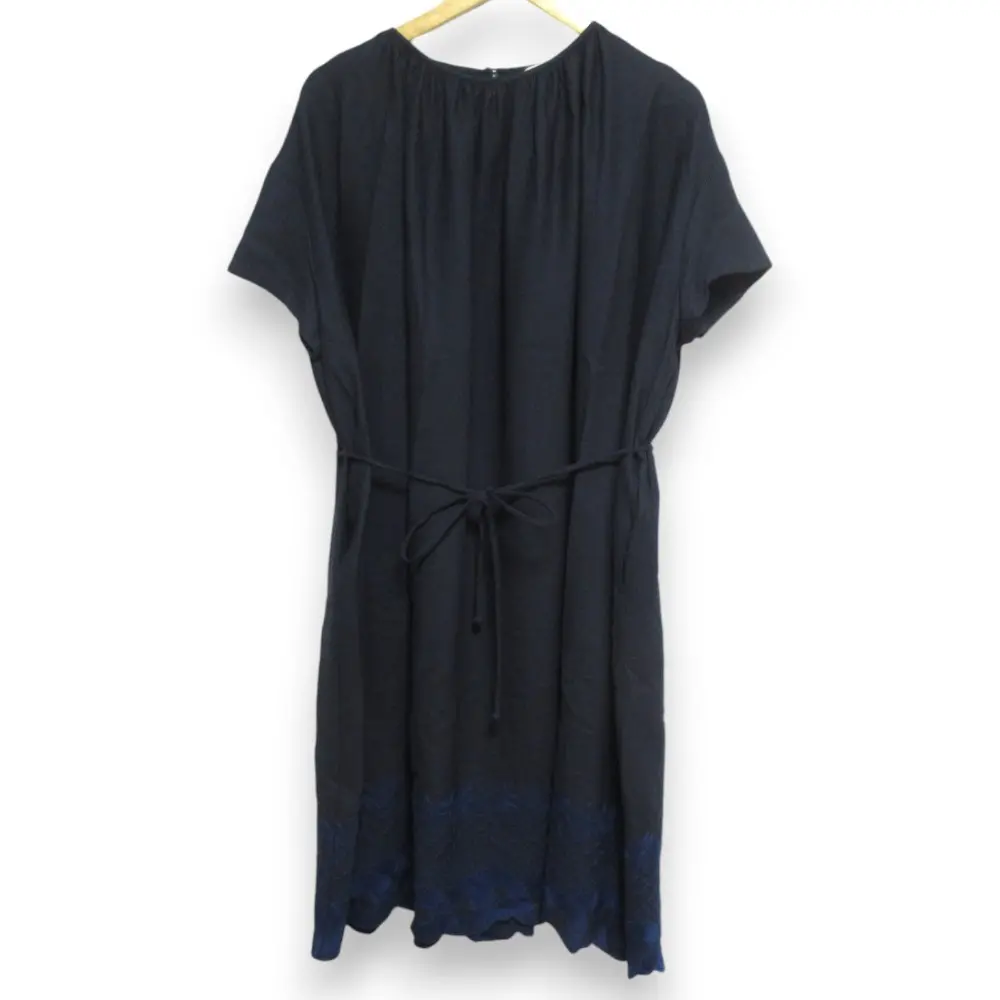 mina perhonen ミナペルホネン ananas エンブロイダリー ハーフスリーブ ロングワンピース ws3512 サイズ40 ネイビー