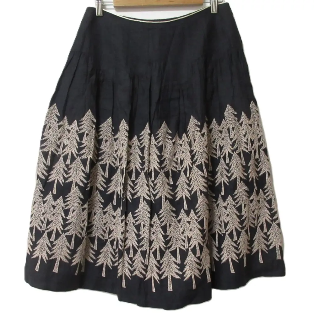 mina perhonen ミナペルホネン land theater フレアスカート us5973 サイズ40 ネイビー×ベージュ