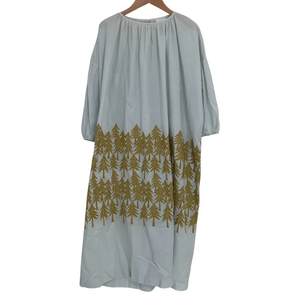 mina perhonen ミナペルホネン ランドリー  land theater 長袖 ロング丈 ワンピース 38 ライトブルー