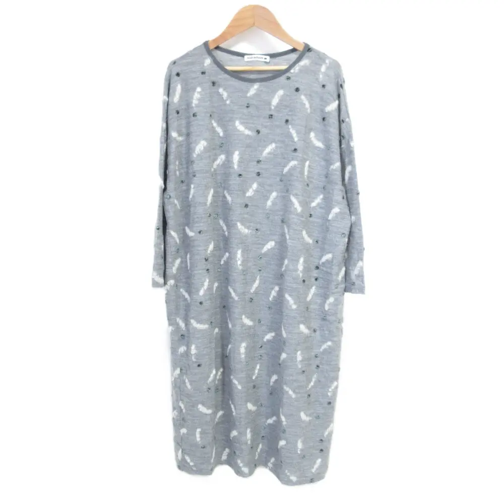 mina perhonen ミナペルホネン feather seed 長袖 ワンピース サイズ40 グレー