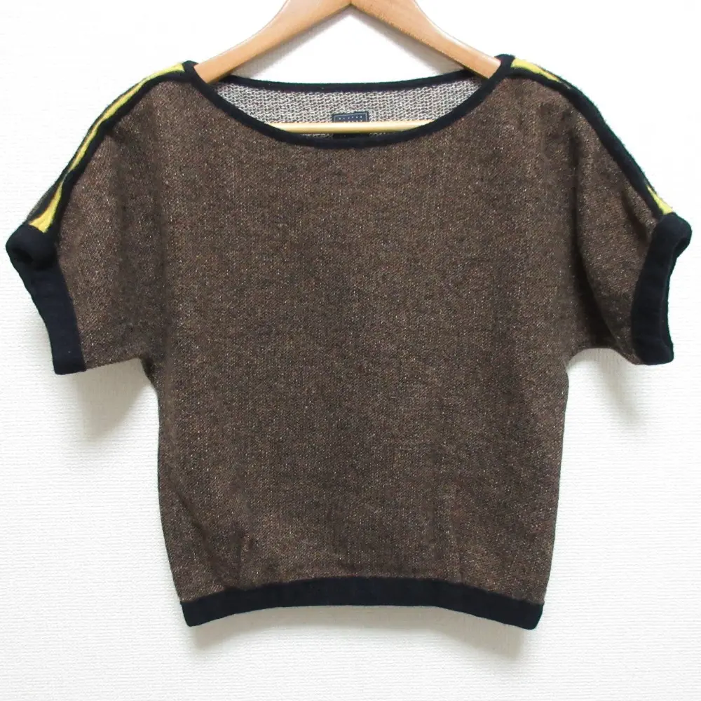 mina perhonen ミナペルホネン herb salt ショートスリーブ ミックスニット ka8593 サイズ1 ブラウン