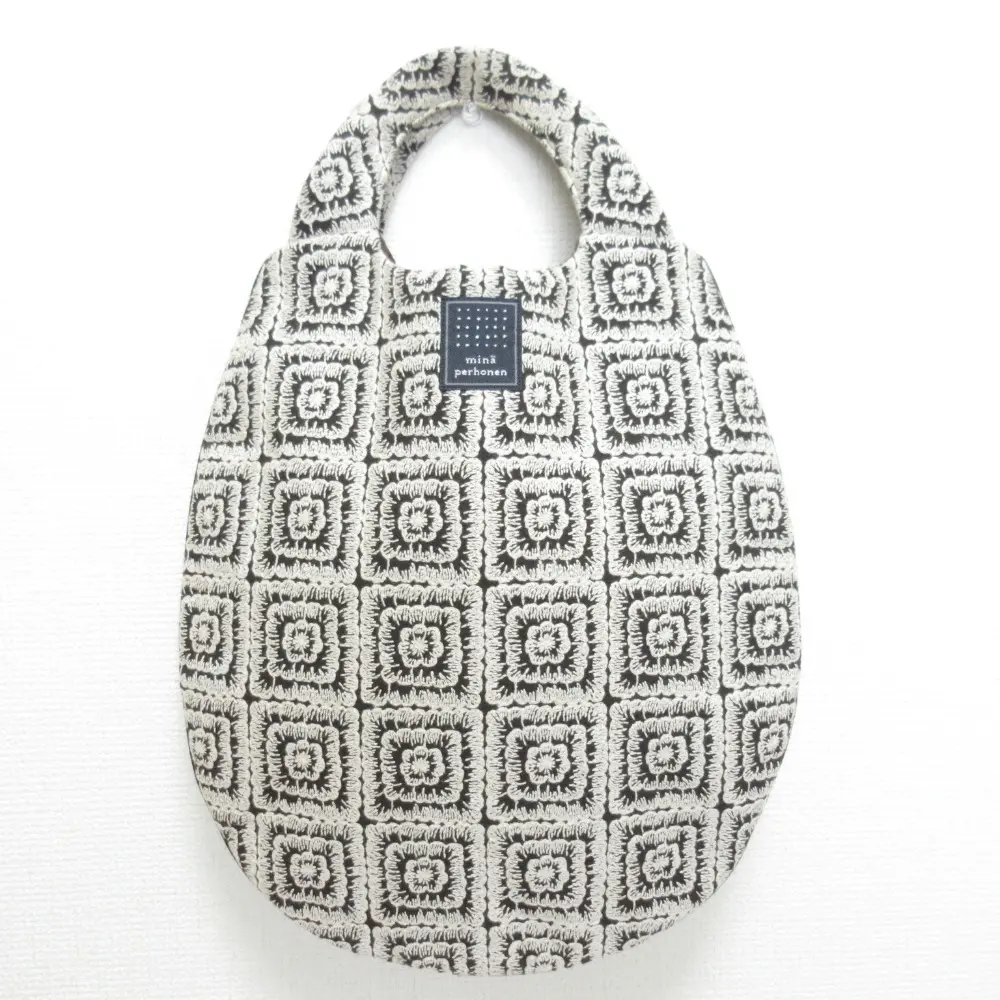 mina perhonen ミナペルホネン good old エッグバッグ ハンドバッグ wa9321 ホワイト×ブラック