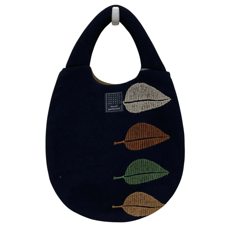 mina perhonen ミナペルホネン happa エッグバッグ ハンドバッグ ya9880 ネイビー