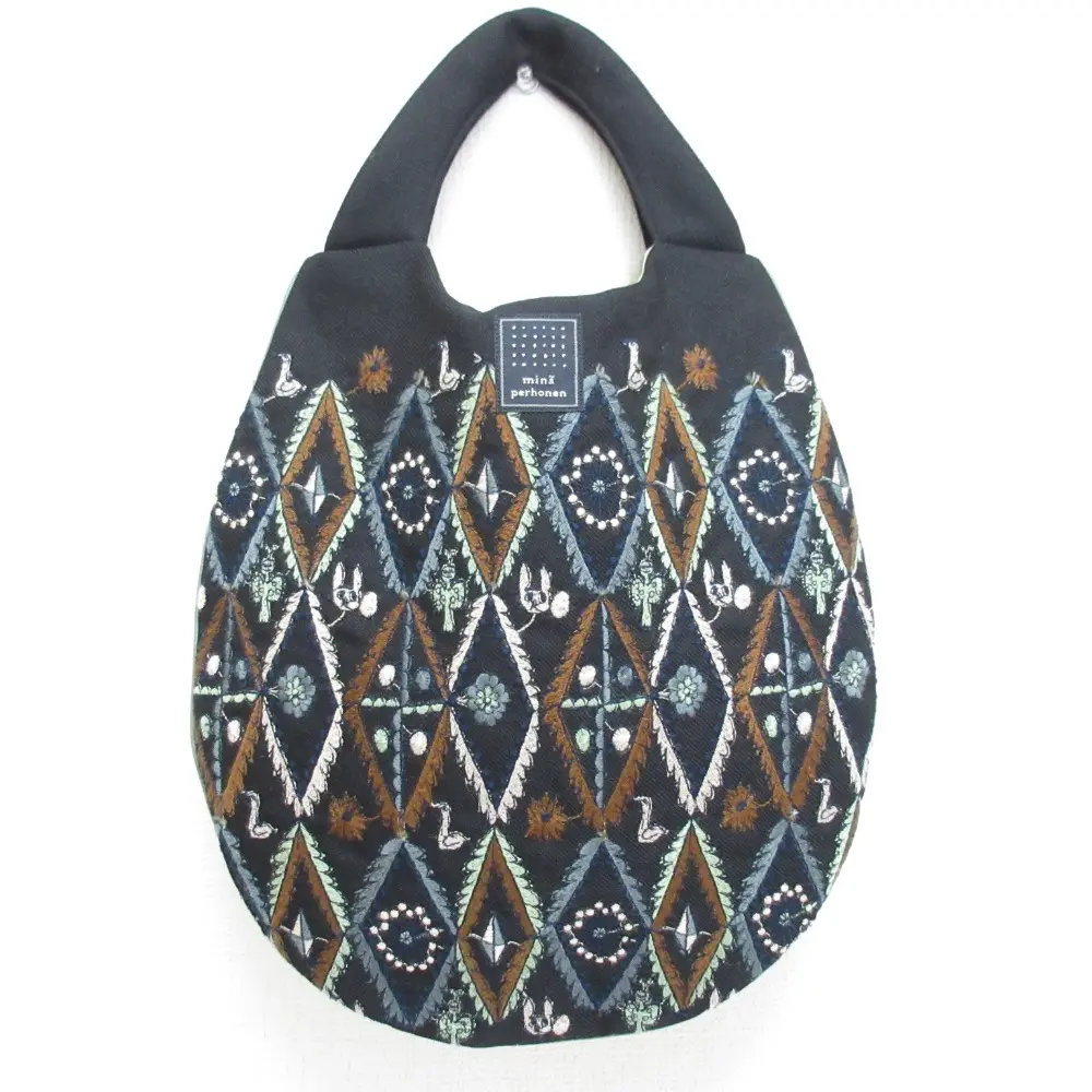 mina perhonen ミナペルホネン forest diamond エッグバッグ ハンドバッグ aaa9485 ブラック系