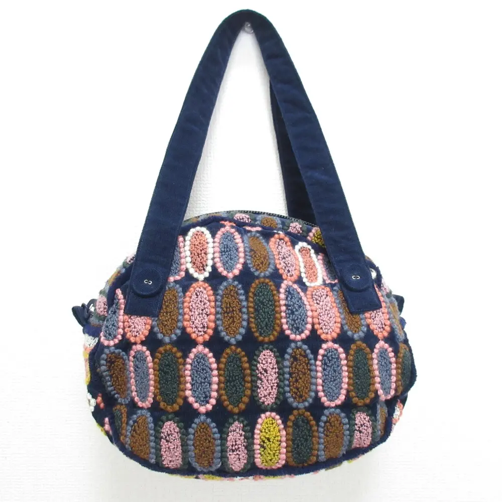 mina perhonen ミナペルホネン BEAMS別注 tarte クラウドバッグ ハンドバッグ ネイビー系マルチカラー