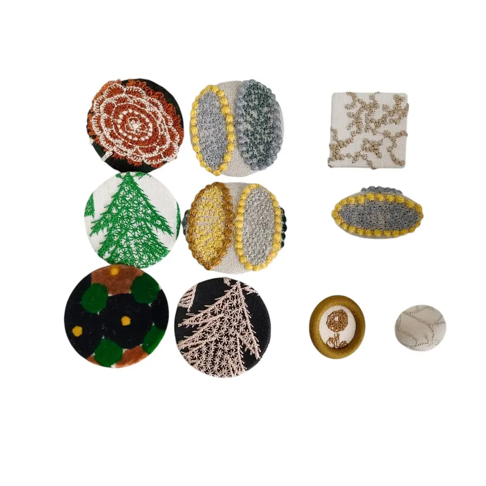 mina perhonen ミナペルホネン 刺繍 ブローチ くるみボタン 10点おまとめ マルチカラー