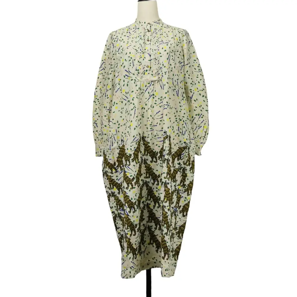 mina perhonen ミナペルホネン pleasure herb wolf flower リネンドレス ワンピース サイズ40 ライトベージュ