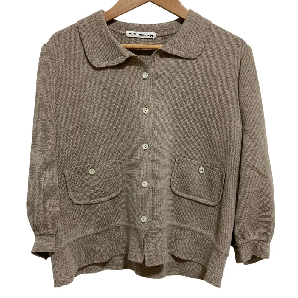 mina perhonen ミナペルホネン nostalgia シルクブレンド 襟付きカーディガン サイズ38 ベージュ