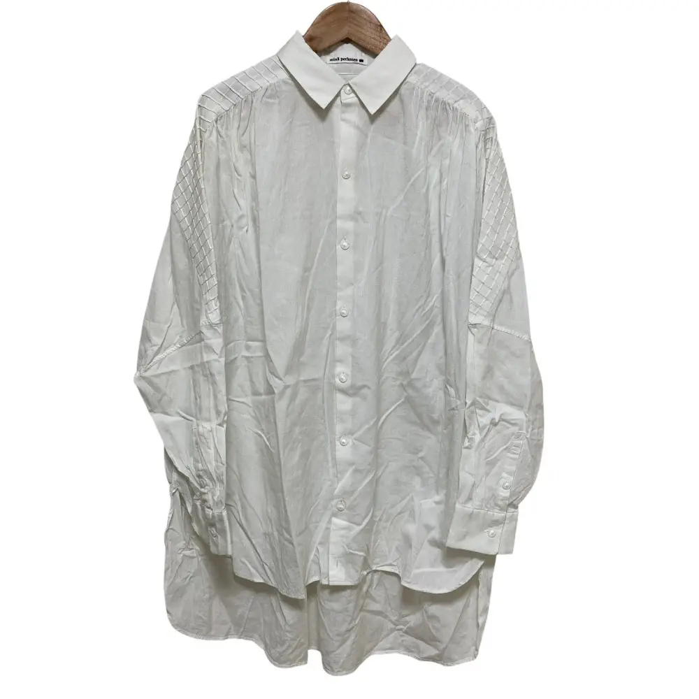 mina perhonen ミナペルホネン little rain シルクブレンド ドルマンスリーブ 長袖 オーバーサイズ シャツ ブラウス 38 ホワイト