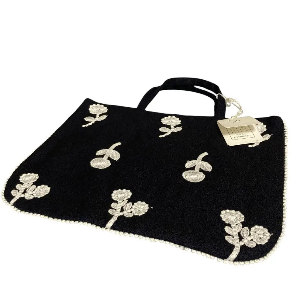 mina perhonen ミナペルホネン bonheur ボヌール レッスンバッグ ハンドバッグ ネイビー