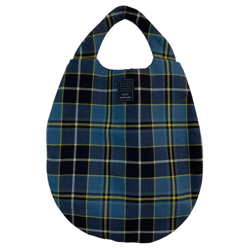 mina perhonen ミナペルホネン tartan エッグバッグ ハンドバッグ ブルー