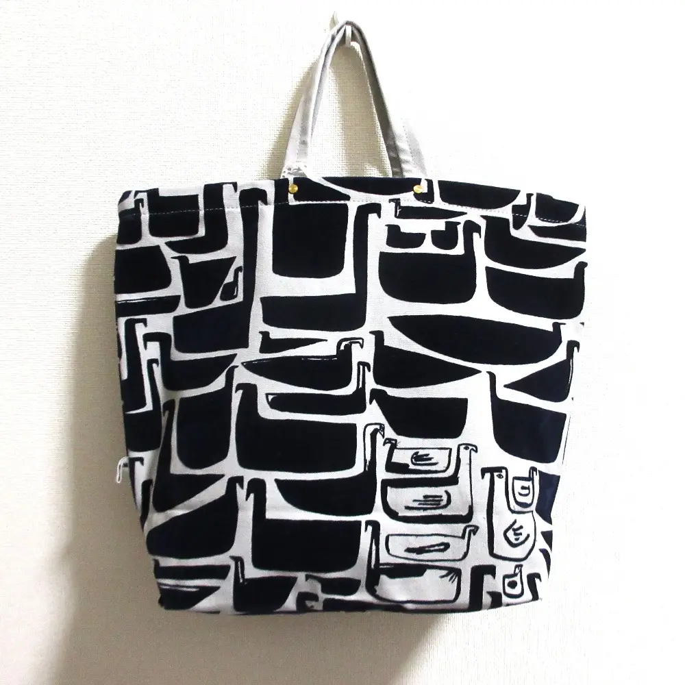 mina perhonen ミナペルホネン bird land フロッキープリント トートバッグ グレー ネイビー