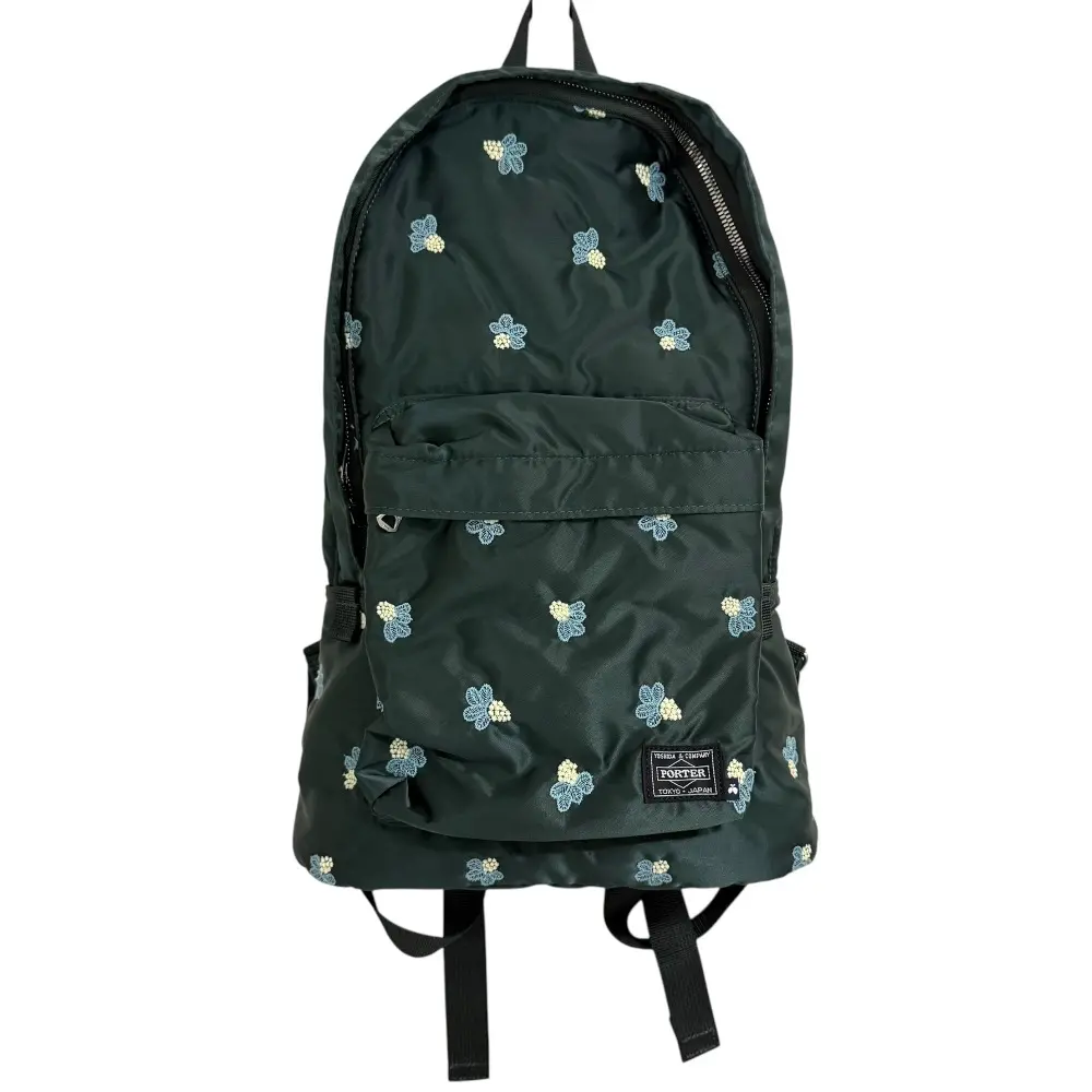24SS mina perhonen ミナペルホネン ポーターコラボ light berry 花柄刺繍 デイパック リュック モスグリーン