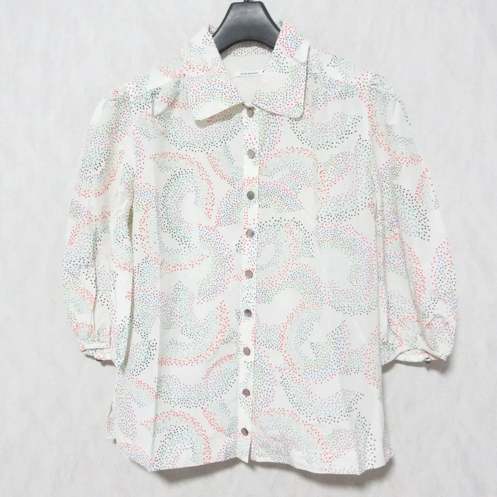 mina perhonen ミナペルホネン rainbow コットンシルク ブラウス サイズ2 オフホワイト マルチカラー