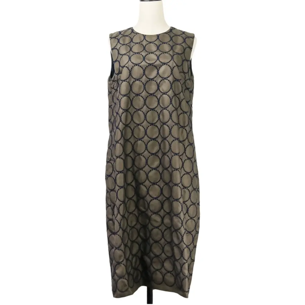 23SS mina perhonen ミナペルホネン tambourine sleeveless dress ノースリーブドレスワンピース abs3968 40 ブラウン ネイビー