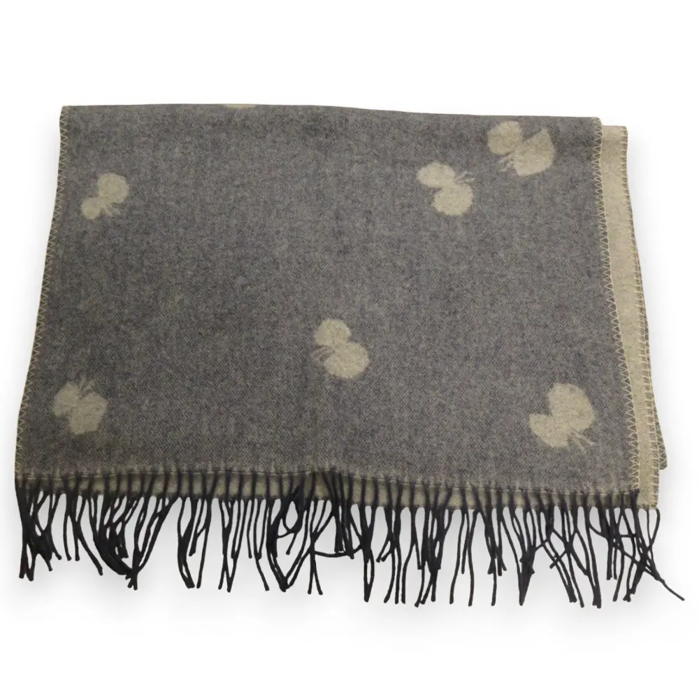 KLIPPAN クリッパン ミナペルホネン コラボ choucho ウール100％ 大判ストール マフラー ネイビー×ベージュ