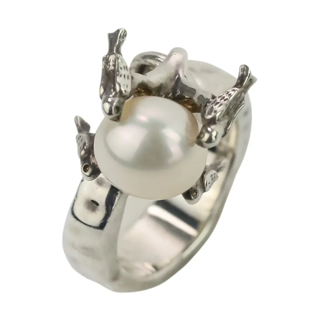 mina perhonen ミナペルホネン e.m. イーエム 別注 SILVER 鳥 パールモチーフ リング 指輪 13号 シルバー