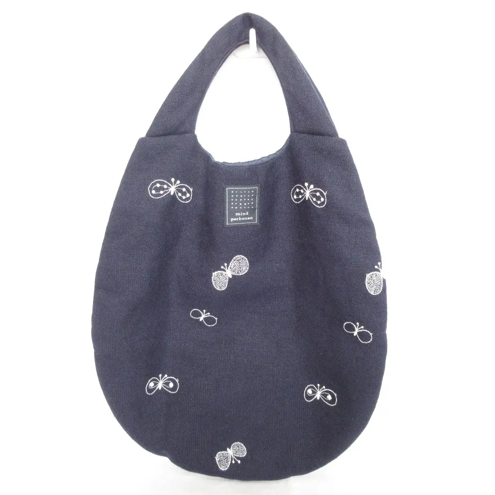 mima perhonen ミナペルホネン choucho エッグバッグ ハンドバッグ ネイビー