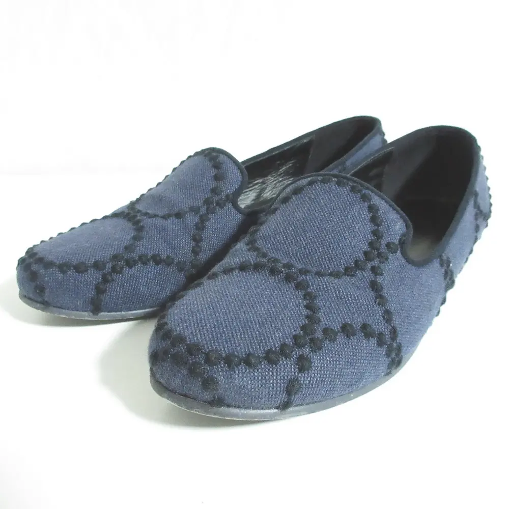 mina perhonen ミナペルホネン aina 刺繍 パンプス フラットシューズ vs7235 22.5cm ネイビーの買取実績【2025年12月買取】