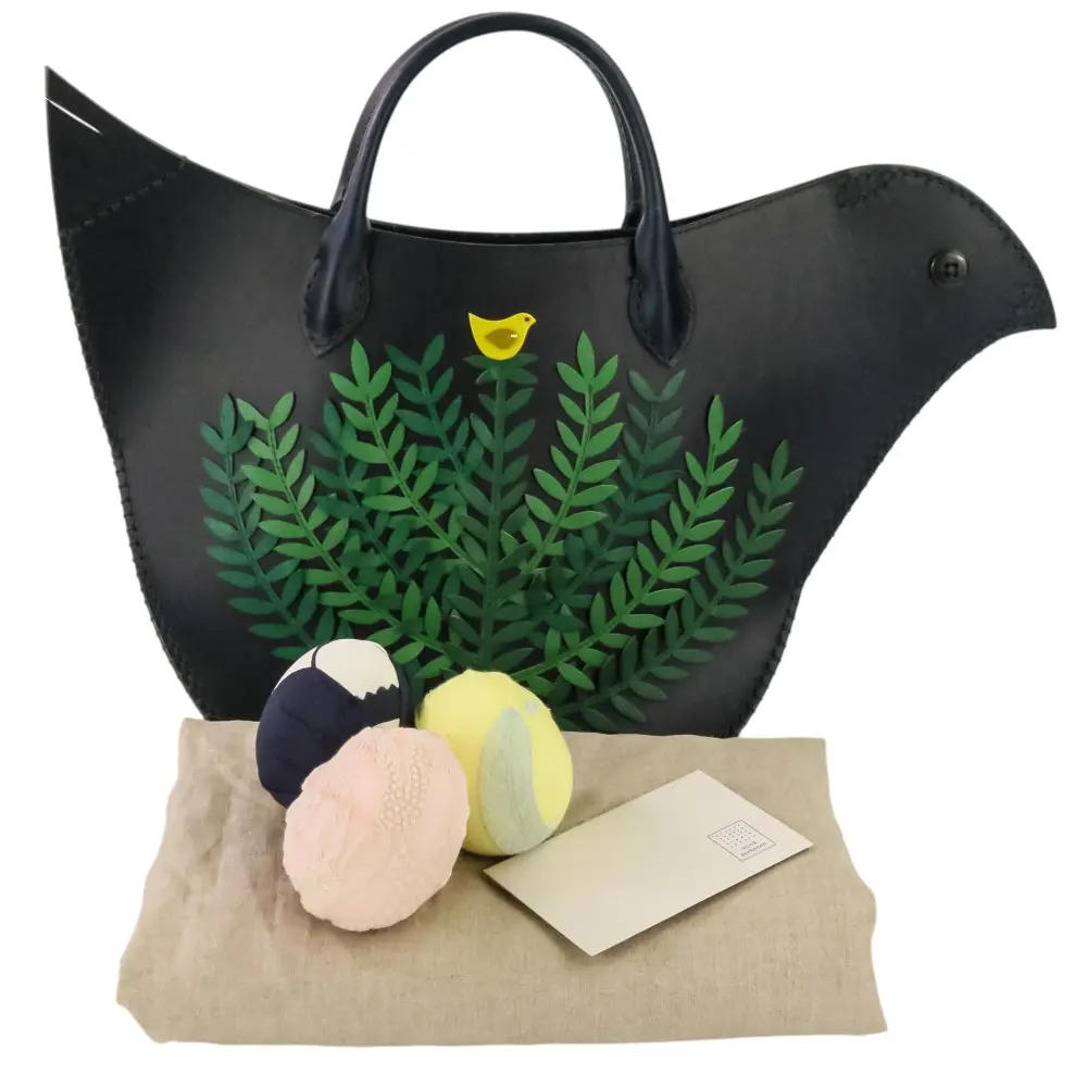 23SS mina perhonen ミナペルホネン tori bag レザーハンドバッグ たまご付き abs9555 ネイビー
