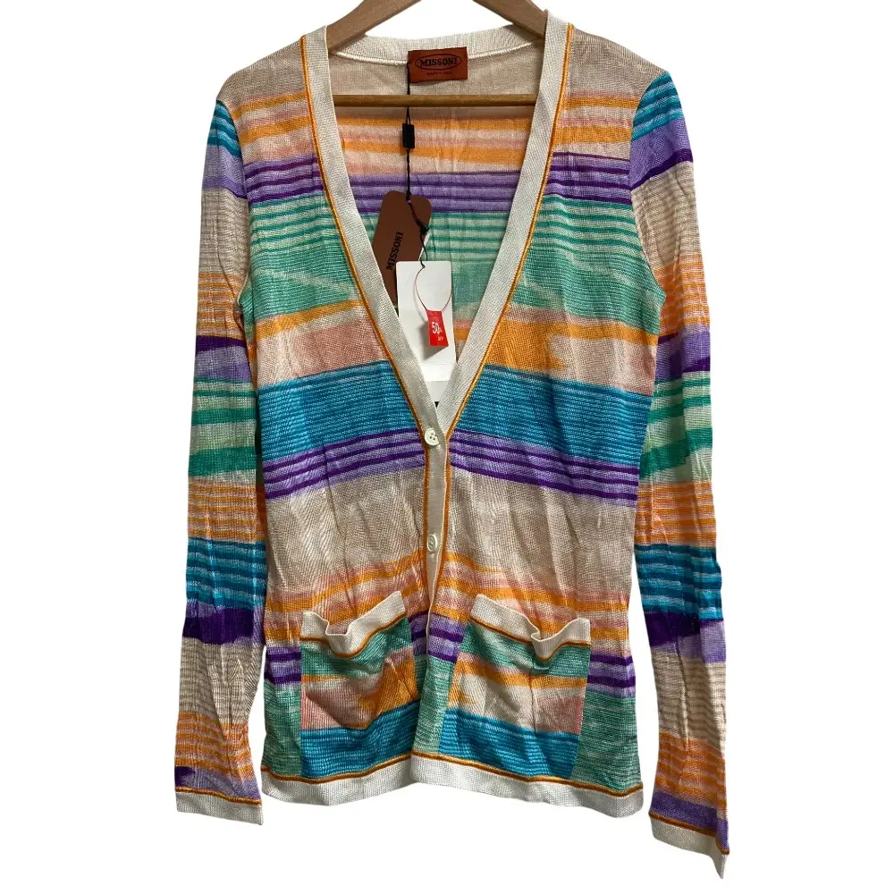 MISSONI ミッソーニ レーヨンニットボーダーカーディガン サイズ40 マルチカラー