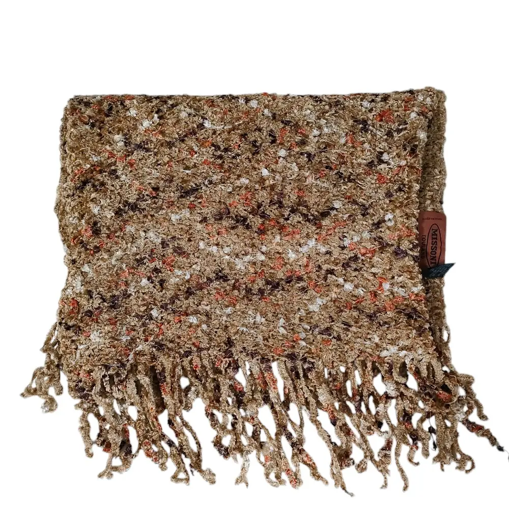 MISSONI ミッソーニ  ミックスヤーン フリンジ ニットマフラー ストール ベージュ