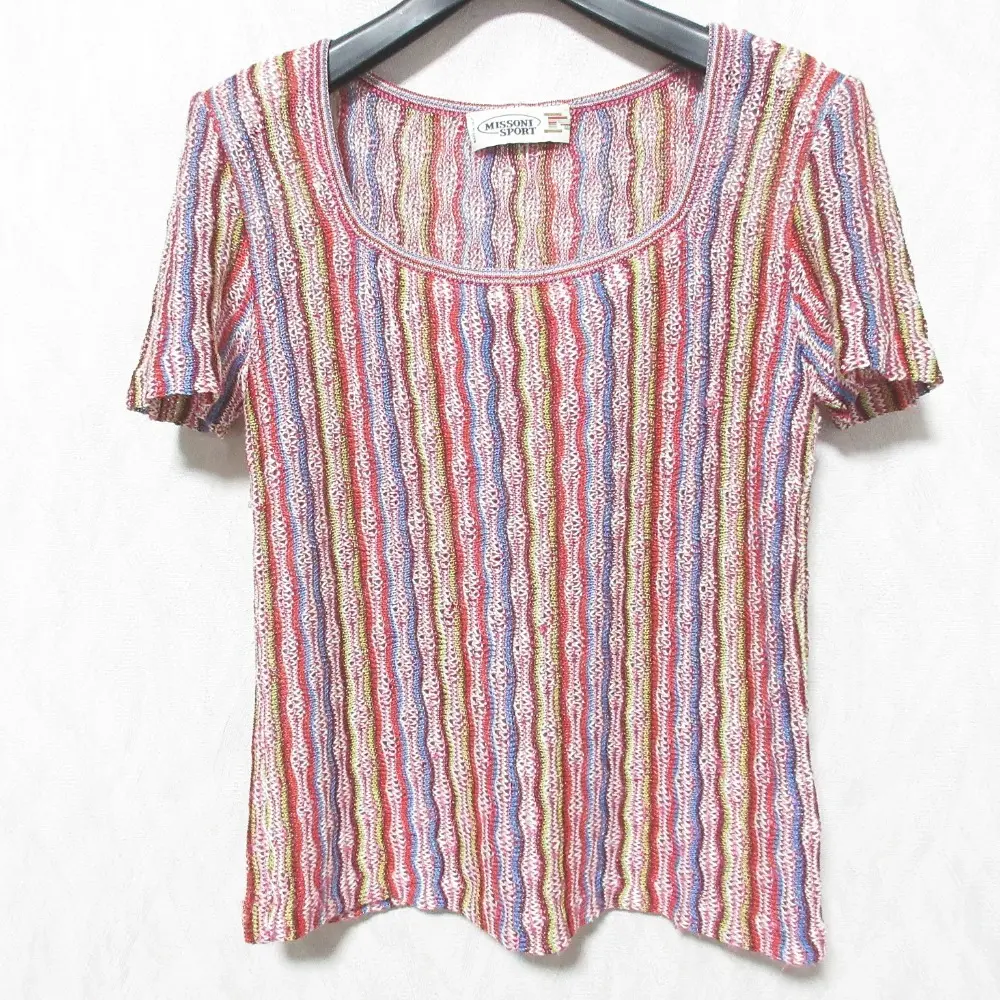 MISSONI SPORT ミッソーニスポーツ ヴィンテージ ストライプ リネン混 ショートスリーブ ニット カットソー 40 マルチカラーの買取実績【2024年12月買取】