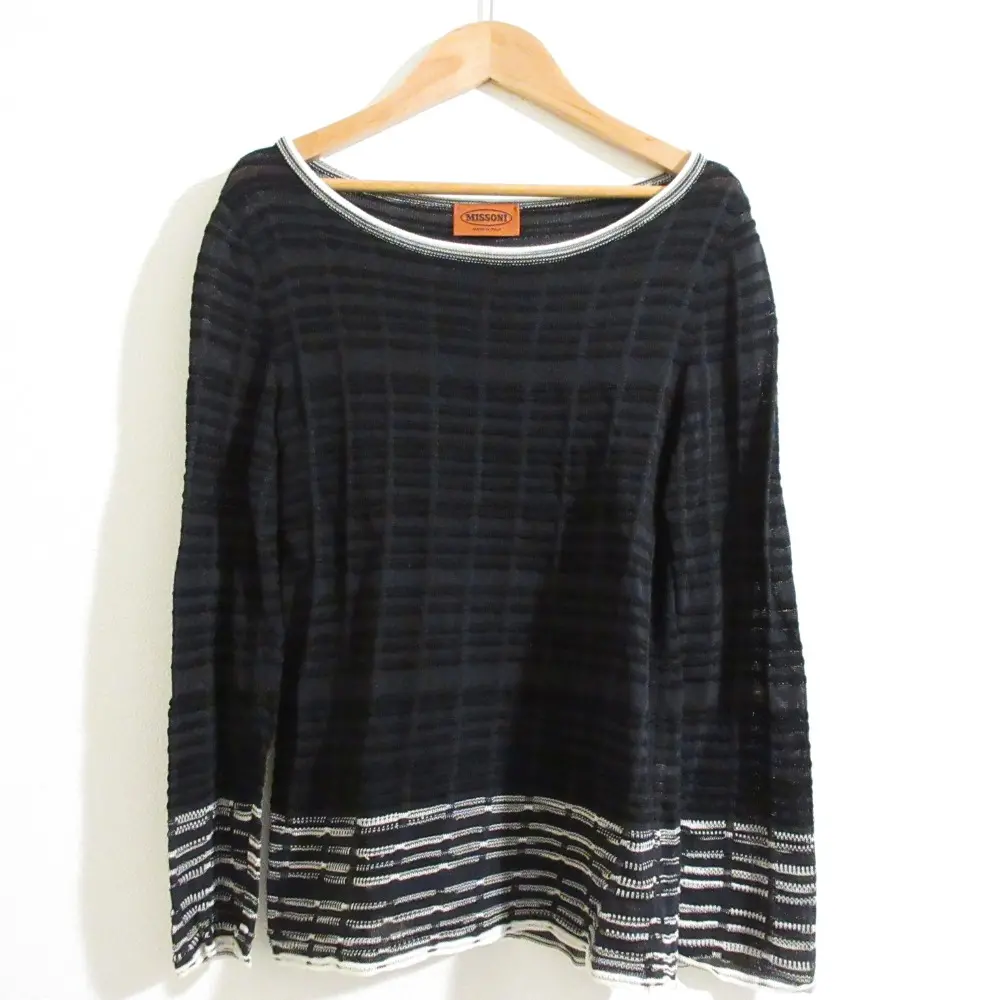 MISSONI ミッソーニ 長袖 シアー ニットカットソー ブラック