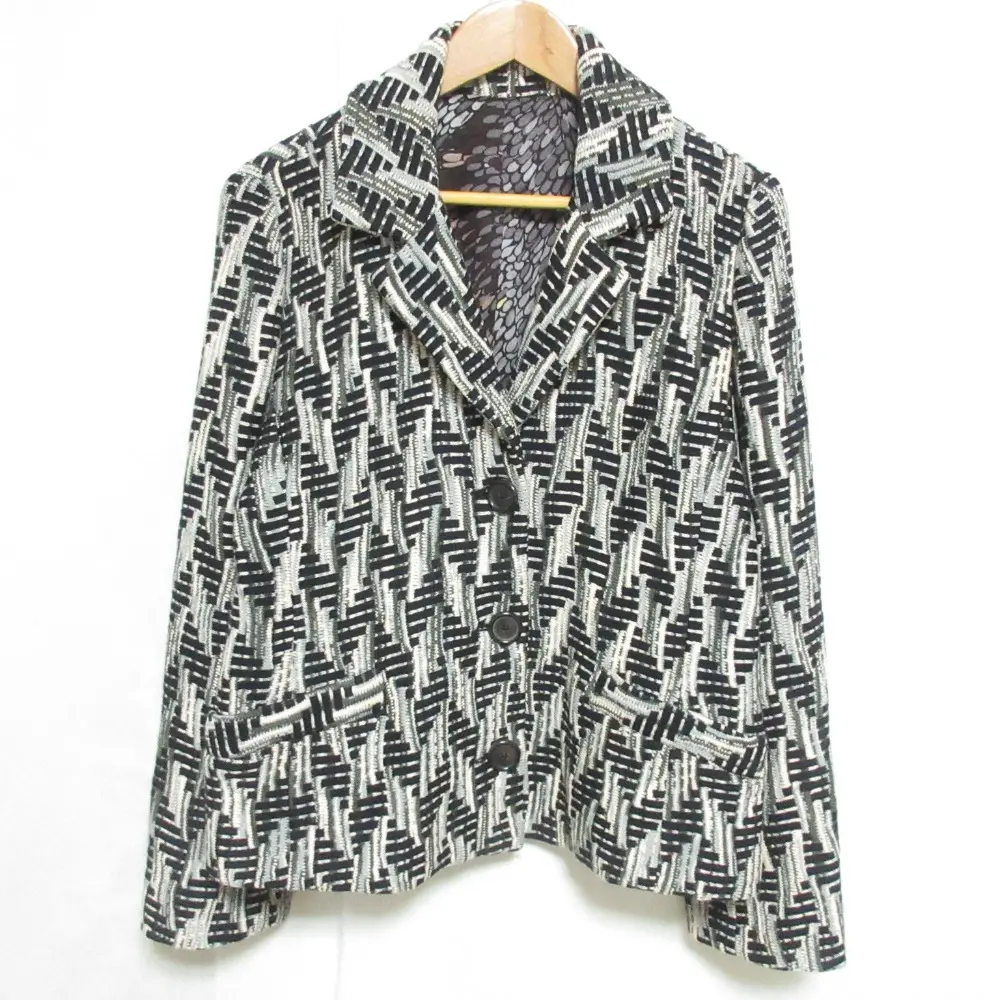 MISSONI ミッソーニ 総柄 ジャガード ニット テーラードジャケット 46 ブラック×グレー