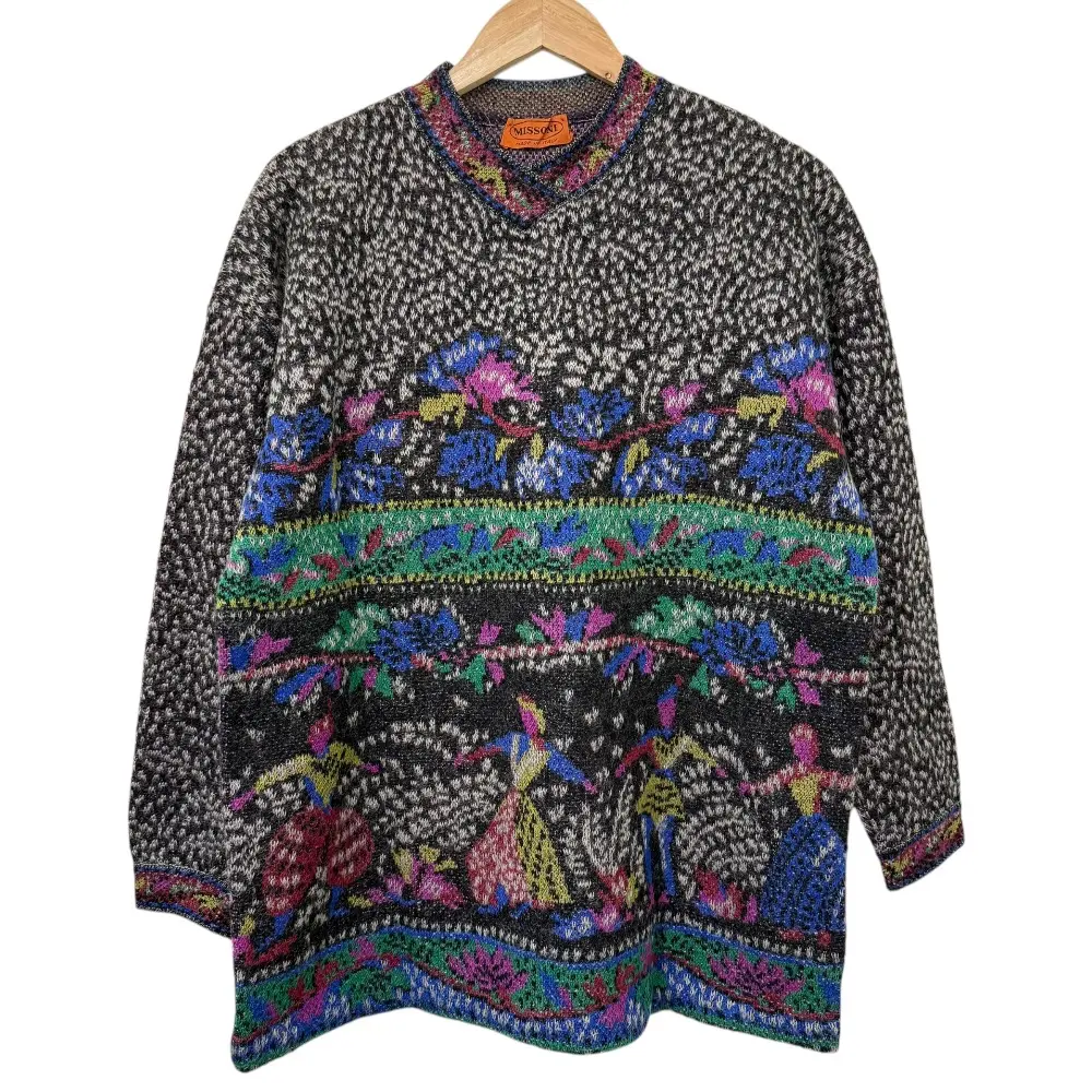 MISSONI ミッソーニ ヴィンテージ 総柄 モヘアブレンド 長袖 ニット セーター マルチカラー
