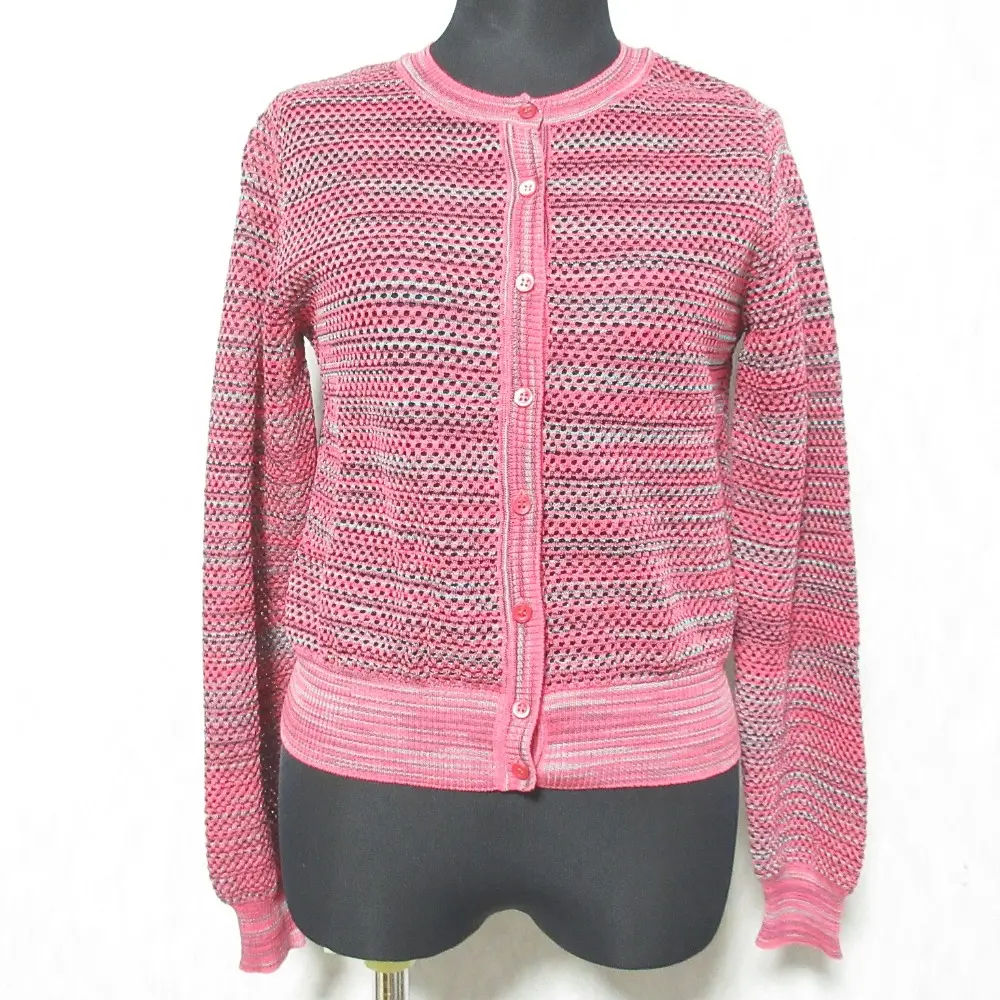 M MISSONI エムミッソーニ クルーネック メッシュニット カーディガン 40 ピンク