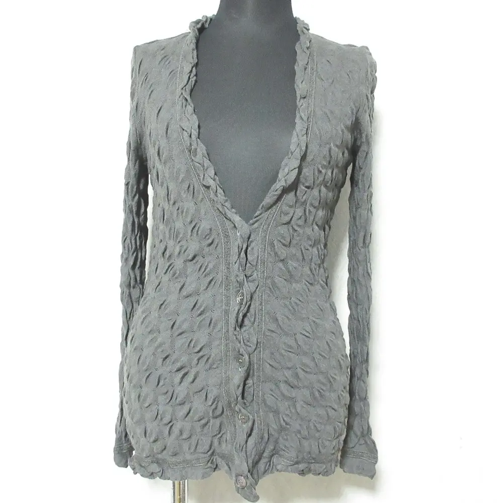 MISSONI ミッソーニ ふくれジャガード Vネック カーディガン 42 グレー