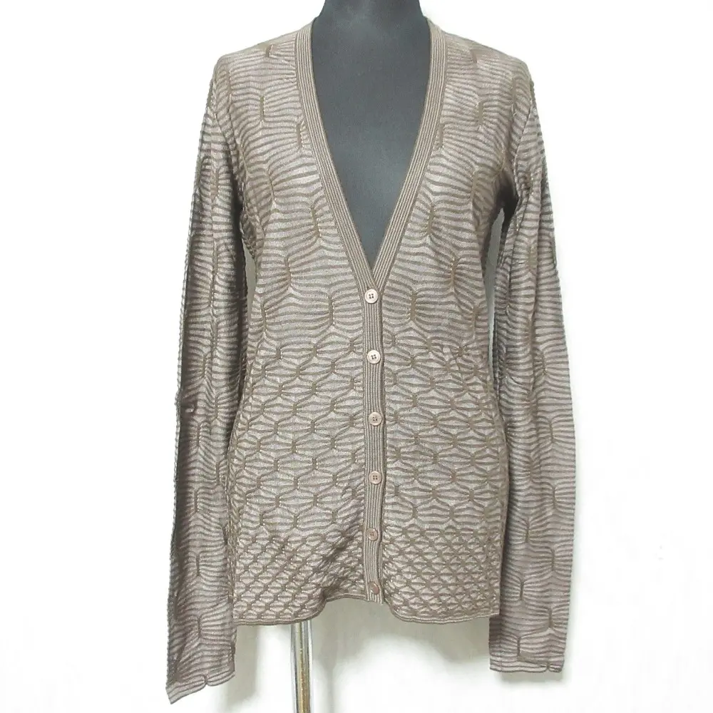 MISSONI ミッソーニ エンブロイダリー Vネック ニット カーディガン 40 ブラウン