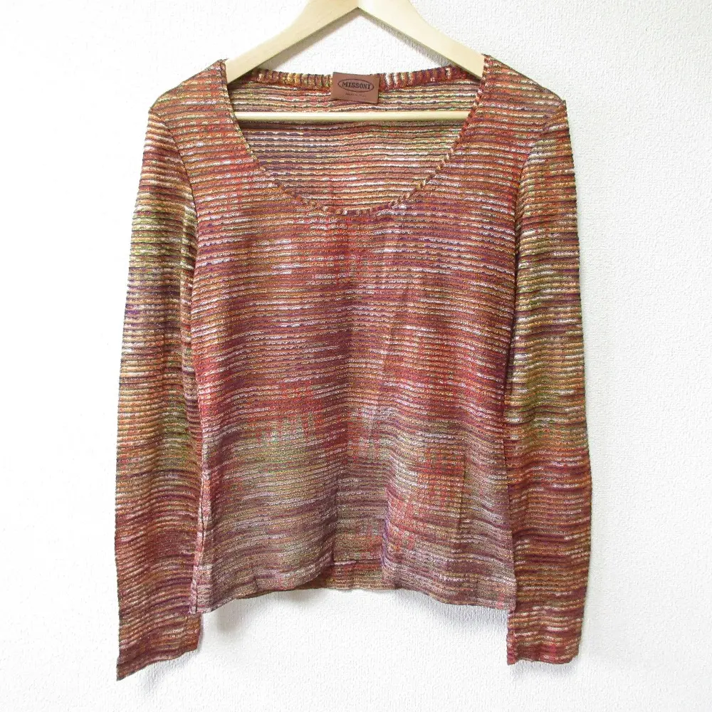 MISSONI ミッソーニ ボーダー 長袖 ニット カットソー プルオーバー 44 マルチカラー