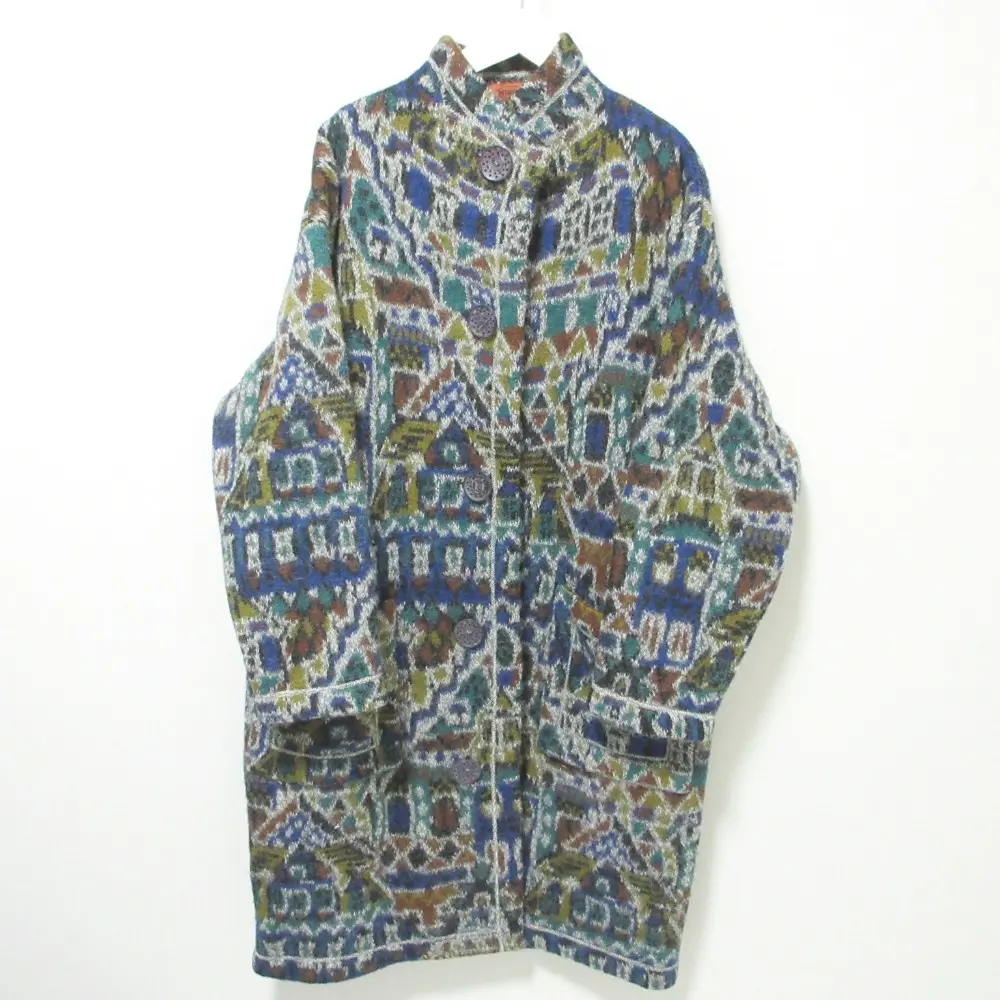 MISSONI ミッソーニ ヴィンテージ ツイード ニット スタンドカラー コート S マルチカラー