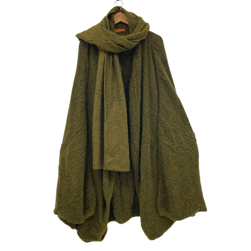 MISSONI ミッソーニ マフラー付き 羽織カーディガンポンチョ 2点セット サイズ42 カーキグリーン