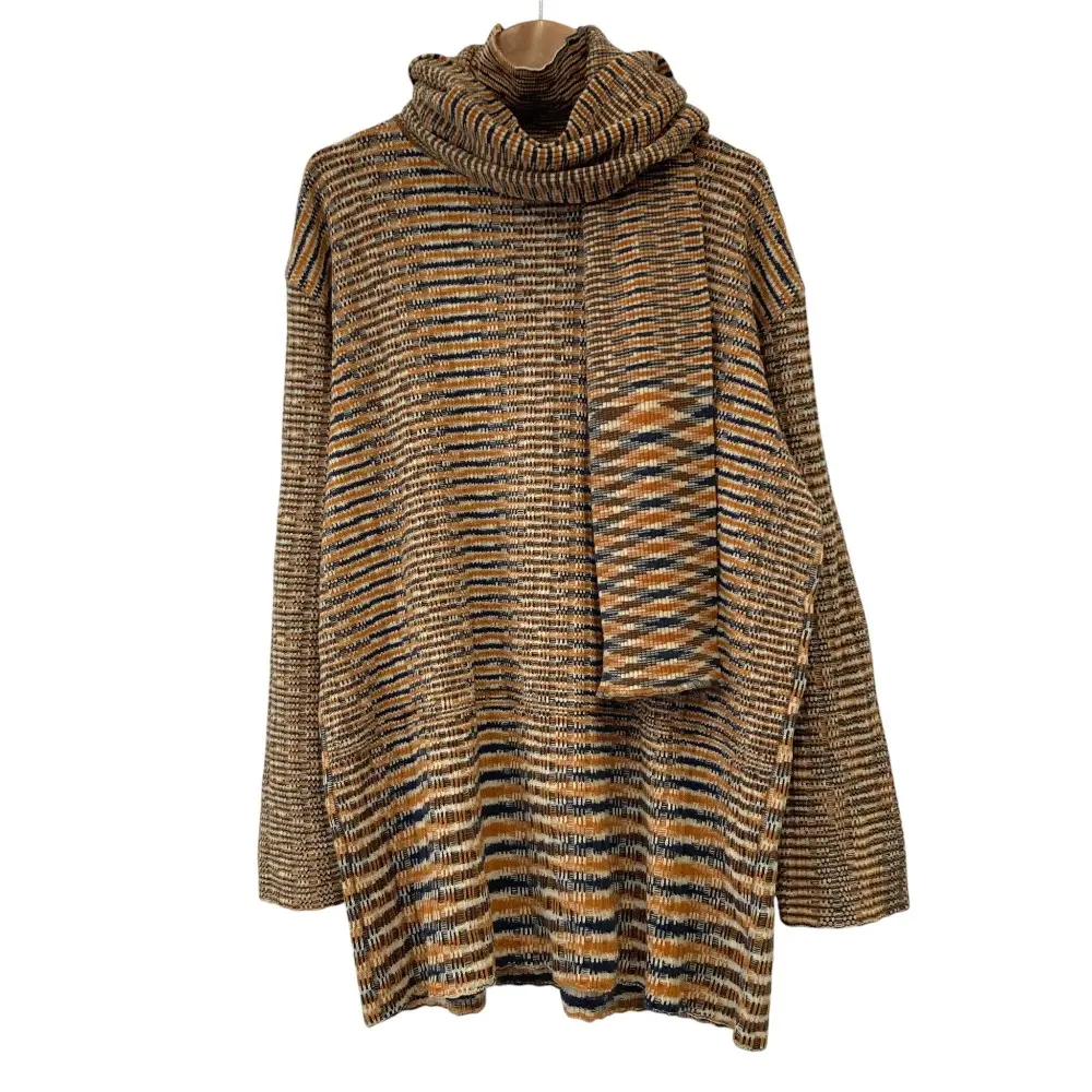 ヴィンテージ Missoni ミッソーニ ハイネック ニットセーター マフラー セット 52 オレンジ