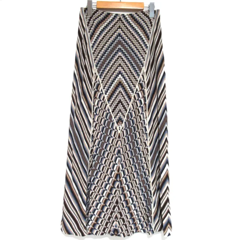 MISSONI ミッソーニ レジメンタルストライプ イージーウエスト ロング ニット スカート サイズ46 マルチカラー