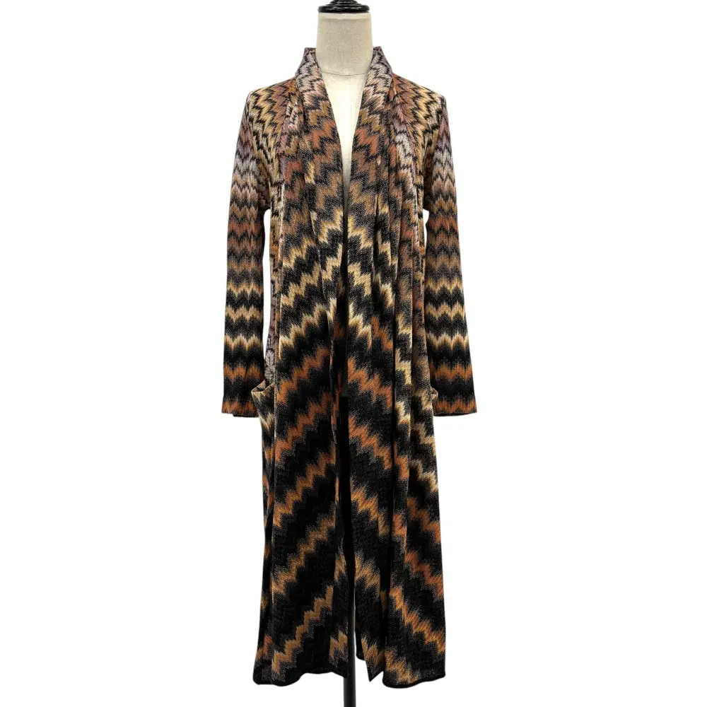 MISSONI ミッソーニ シェブロン オープンフロント ニットコート ロングカーディガン 40 マルチカラー