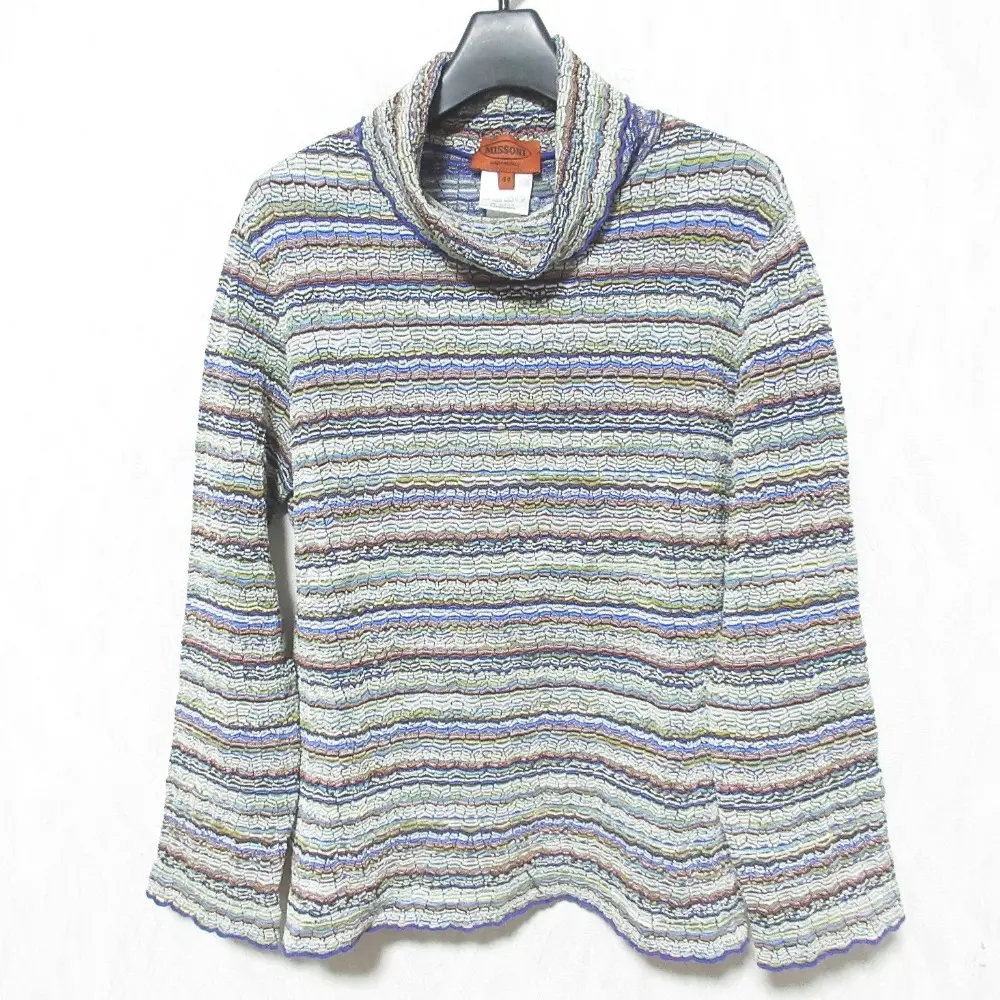 MISSONI ミッソーニ ボーダー ハイネック 長袖 ニット サイズ44 マルチカラー