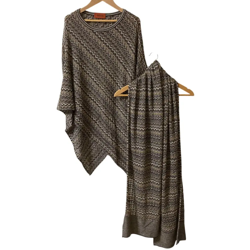 MISSONI ミッソーニ シェブロン ポンチョ ニット マフラー 2点セット マルチカラー