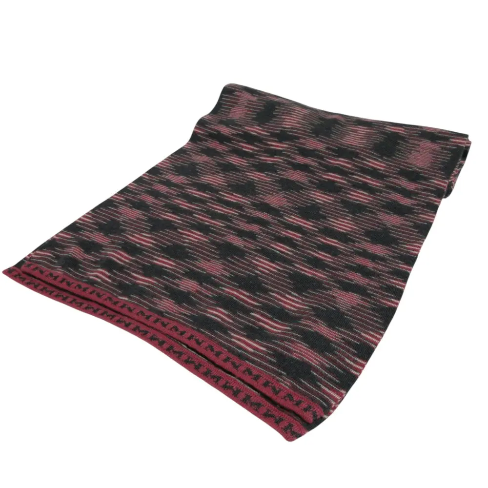 Missoni ミッソーニ ジオメトリック ボーダー ロゴ ニット マフラー レッド グリーン