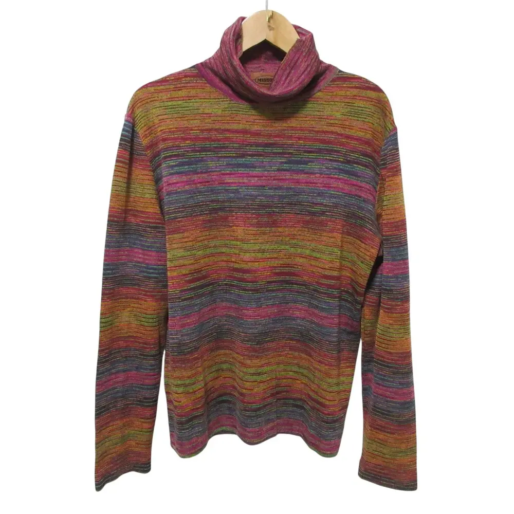 MISSONI ミッソーニ タートルネック ボーダーニット セーター 46 マルチカラー