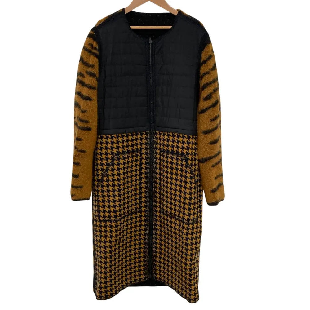 MISSONI ミッソーニ トラ柄 マキシ丈 リバーシブル ノーカラーコート ブラック ブラウン