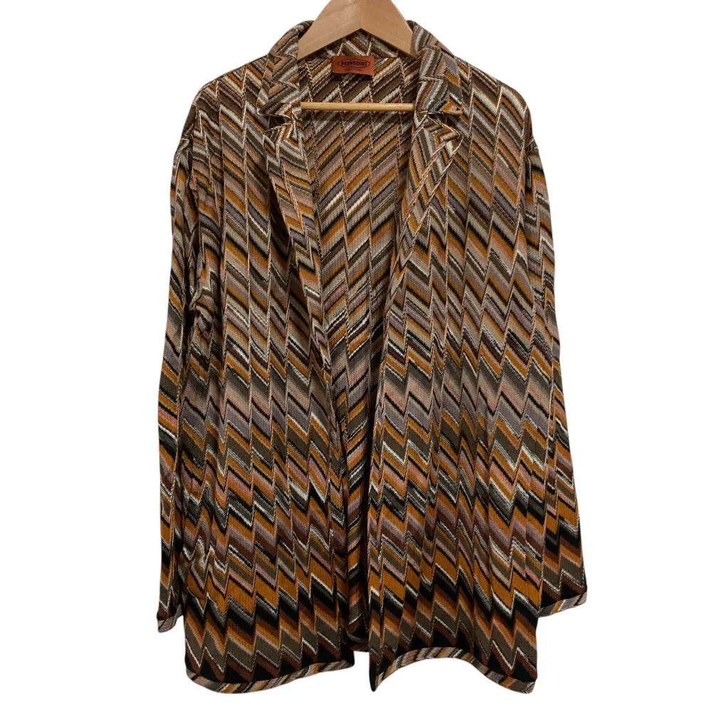 MISSONI ミッソーニ シェブロン フロントオープン カーディガン サイズ46 ブラウン マルチカラー