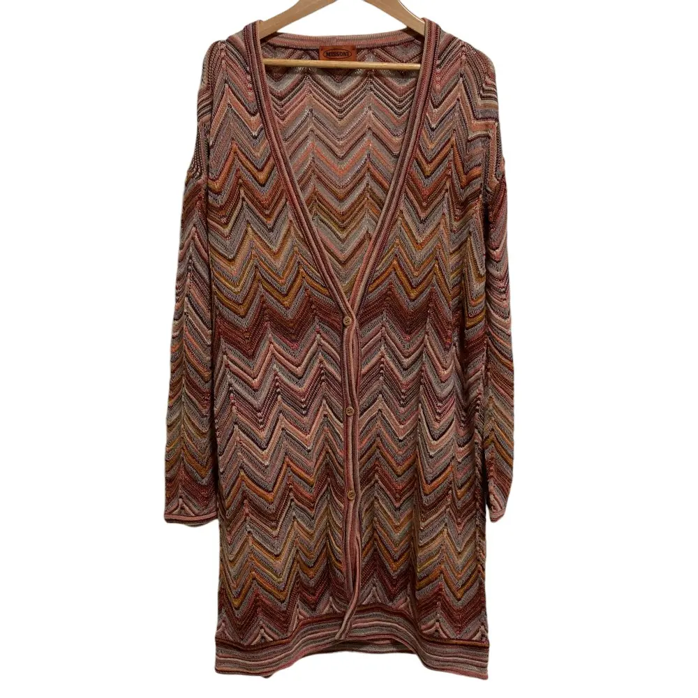 MISSONI ミッソーニ シェブロン モヘヤ シルクブレンド ロング ニット カーディガン ピンク オレンジ