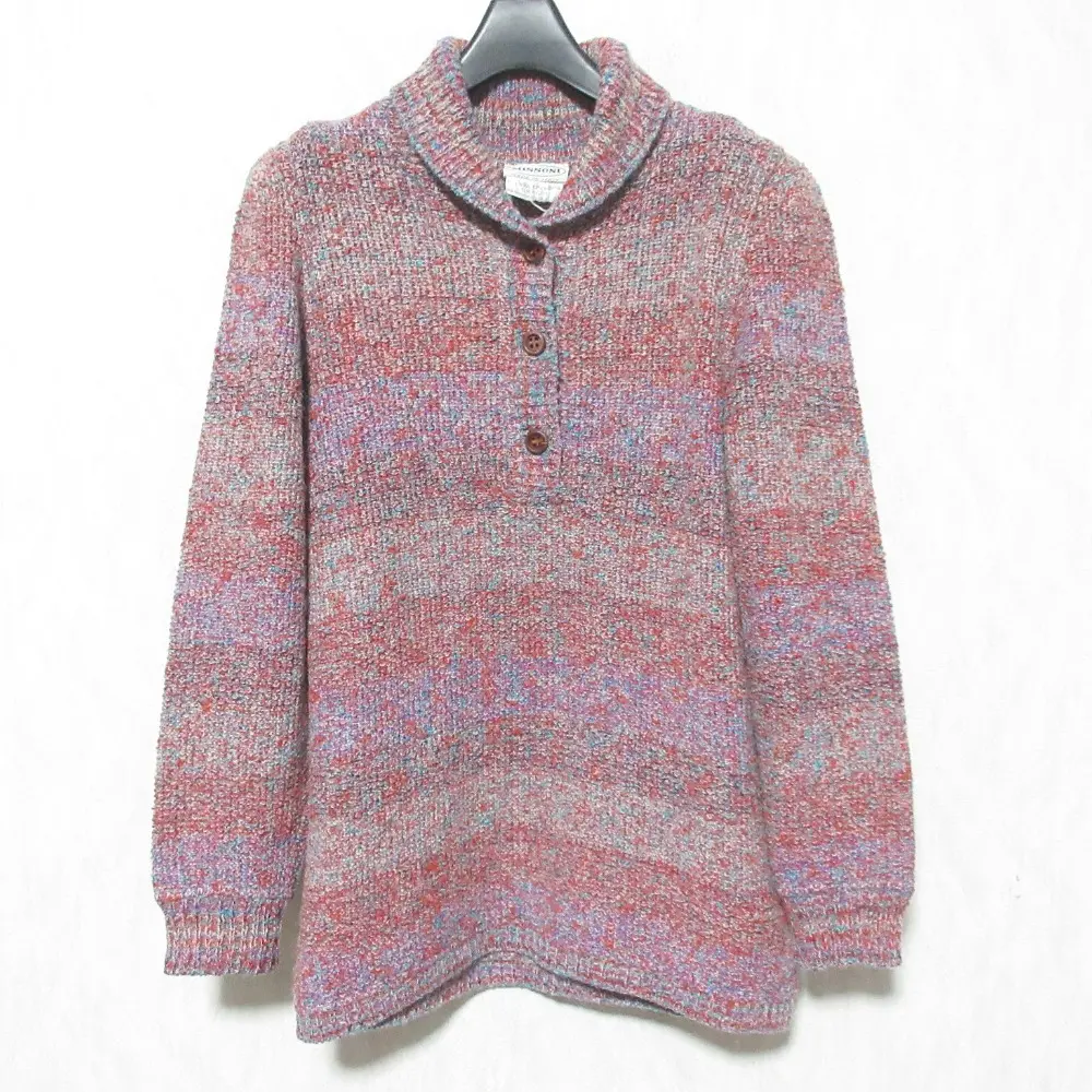 MISSONI ミッソーニ ウール モヘヤ ニットポロ プルオーバー サイズS レッド パープル系